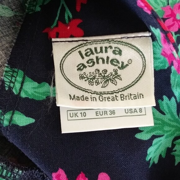 Laura Ashley Vintage Floral Fit & Flare Maxi Dress, Navy/Pink/Green, Size 8 - Picture 9 of 10